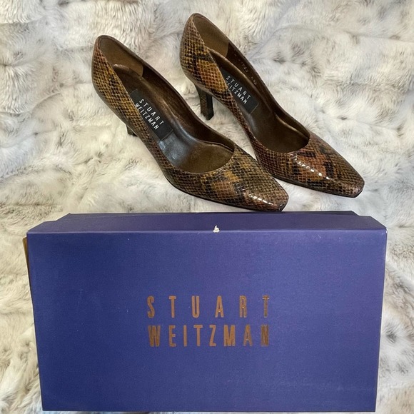 Stuart Weitzman Vintage Suave Wood Snakeskin Size 5.5 - Picture 7 of 11